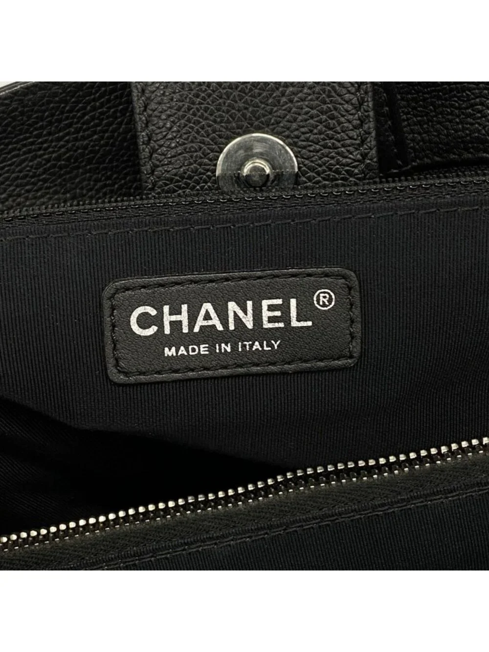 Chanel Tote Executive Leather Black Silver